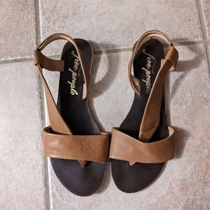 Free People Brown Leather Sandals sz 10